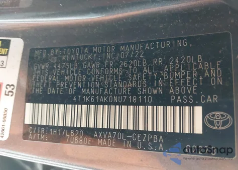 2022 Toyota Camry Xse from USA, damaged, VIN 4T1K61AK0NU718110